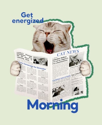 Torn Collage Style Animal Morning Newspaper Good Morning Poster Template