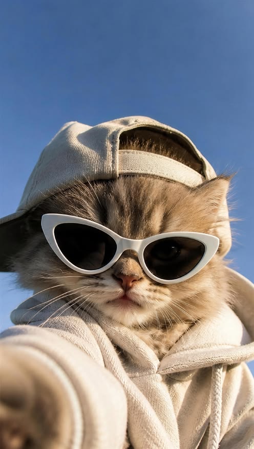 Clear Sky Hoodie Sunglasses Animal Selfie Template