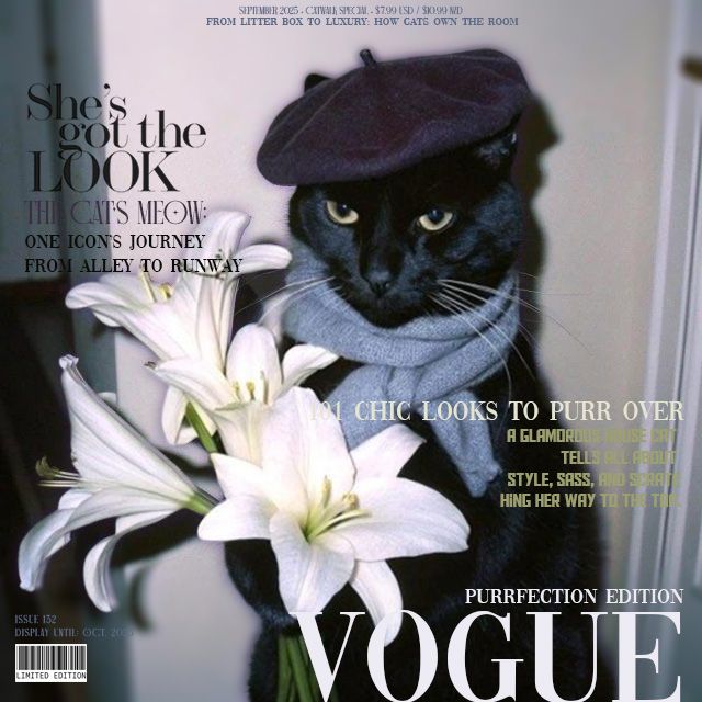 Vogue Vintage Film Animal Fashion Magazine Cover Template