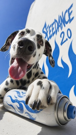 Blue White Flame Graffiti Outdoor Pet Street Snapshot Prompt