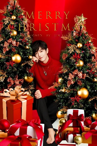Double Christmas Tree Gift Box Surrounded Portrait Xmas Poster