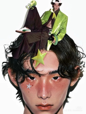 Lime Green Element Dual Figure Collage Editorial