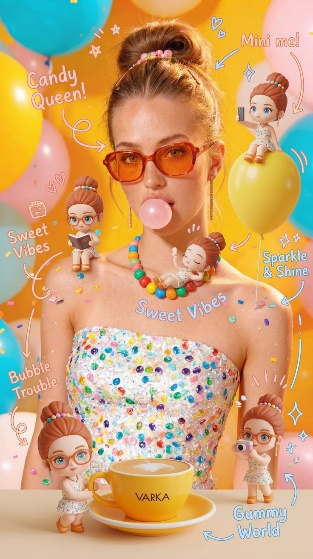 Candy Bubble Fun Dual Element Collage Poster