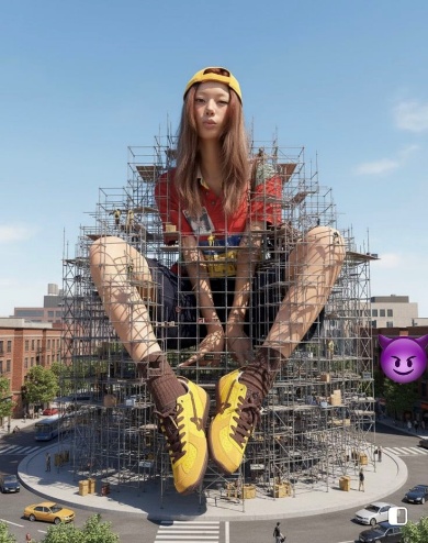 Urban Street Giant Figure Surreal Creative Photo