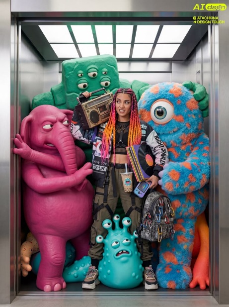 Elevator Colorful Cartoon Monster Character Editorial