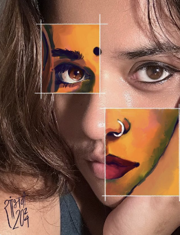 Photo & Impasto Painting Block Splicing Portrait