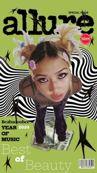 Y2K Psychedelic Swirl Magazine Cover Portrait