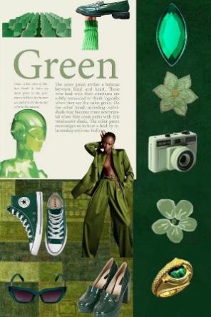 Green Theme Multi-Material Collage Color Mood Board